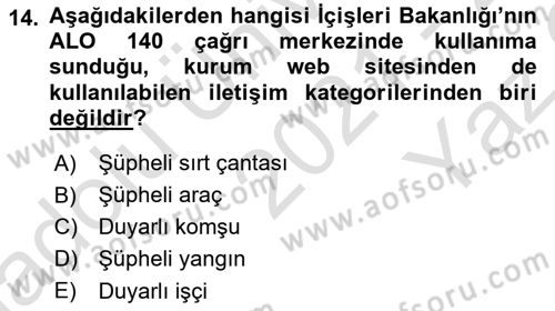 Bilgi Toplumu Ve E-Devlet Dersi 2021 - 2022 Yılı Yaz Okulu Sınav Soruları 14. Soru