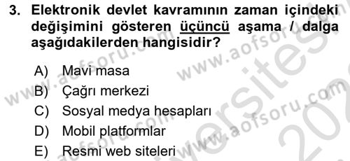 Bilgi Toplumu Ve E-Devlet Dersi 2021 - 2022 Yılı Yaz Okulu Sınav Soruları 3. Soru