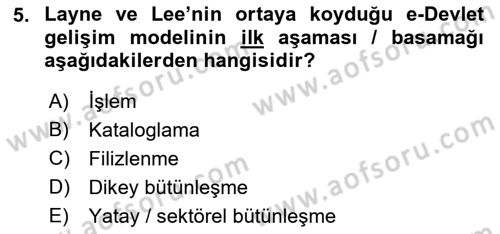 Bilgi Toplumu Ve E-Devlet Dersi 2021 - 2022 Yılı Yaz Okulu Sınav Soruları 5. Soru