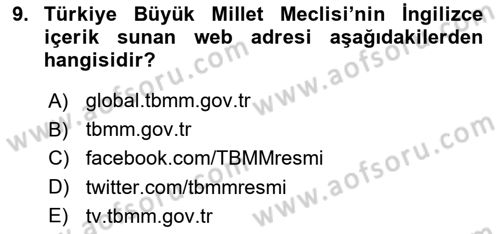 Bilgi Toplumu Ve E-Devlet Dersi 2021 - 2022 Yılı Yaz Okulu Sınav Soruları 9. Soru