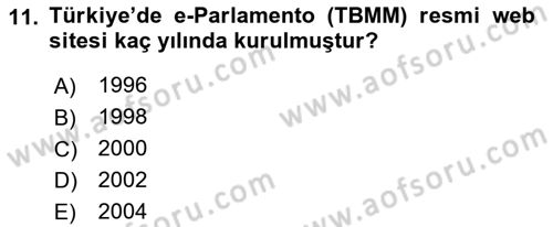 Bilgi Toplumu Ve E-Devlet Dersi 2022 - 2023 Yılı (Vize) Ara Sınav Soruları 11. Soru