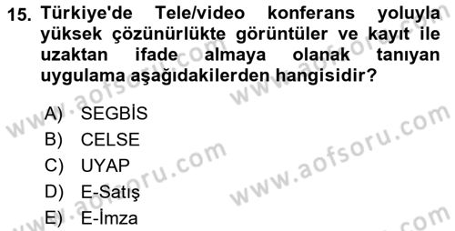 Bilgi Toplumu Ve E-Devlet Dersi 2022 - 2023 Yılı (Vize) Ara Sınav Soruları 15. Soru