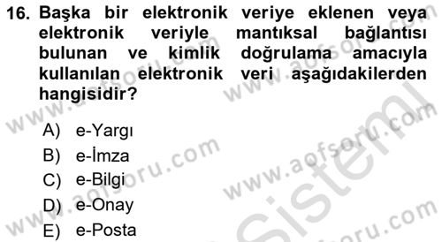 Bilgi Toplumu Ve E-Devlet Dersi 2022 - 2023 Yılı (Vize) Ara Sınav Soruları 16. Soru