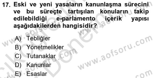 Bilgi Toplumu Ve E-Devlet Dersi 2022 - 2023 Yılı (Vize) Ara Sınav Soruları 17. Soru