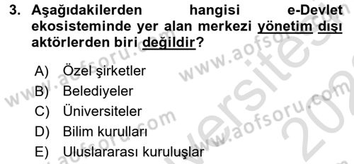 Bilgi Toplumu Ve E-Devlet Dersi 2022 - 2023 Yılı (Vize) Ara Sınavı 3. Soru