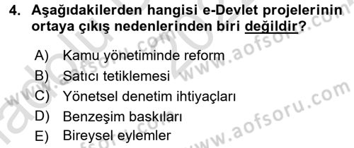 Bilgi Toplumu Ve E-Devlet Dersi 2022 - 2023 Yılı (Vize) Ara Sınavı 4. Soru