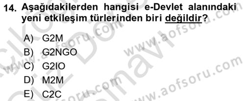 Bilgi Toplumu Ve E-Devlet Dersi 2022 - 2023 Yılı (Final) Dönem Sonu Sınav Soruları 14. Soru