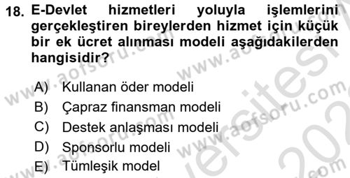 Bilgi Toplumu Ve E-Devlet Dersi 2022 - 2023 Yılı (Final) Dönem Sonu Sınav Soruları 18. Soru