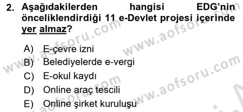 Bilgi Toplumu Ve E-Devlet Dersi 2022 - 2023 Yılı (Final) Dönem Sonu Sınavı 2. Soru