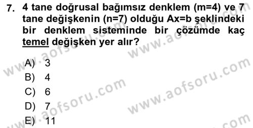 Yöneylem Araştırması Dersi 2018 - 2019 Yılı 3 Ders Sınav Soruları 7. Soru