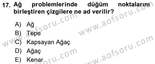 Yöneylem Araştırması Dersi 2021 - 2022 Yılı Yaz Okulu Sınav Soruları 17. Soru