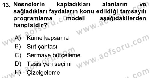 Yöneylem Araştırması Dersi 2022 - 2023 Yılı (Final) Dönem Sonu Sınav Soruları 13. Soru