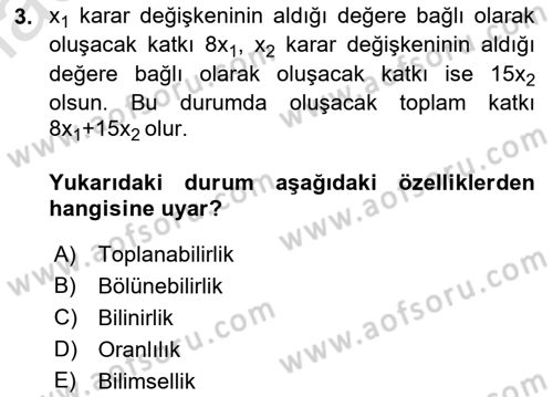 Yöneylem Araştırması Dersi 2022 - 2023 Yılı Yaz Okulu Sınav Soruları 3. Soru