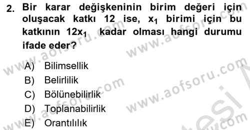 Yöneylem Araştırması Dersi 2023 - 2024 Yılı (Final) Dönem Sonu Sınav Soruları 2. Soru