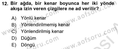 Yöneylem Araştırması Dersi 2024 - 2025 Yılı (Final) Dönem Sonu Sınav Soruları 12. Soru