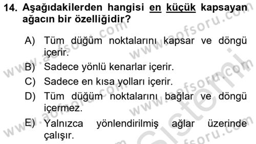 Yöneylem Araştırması Dersi 2024 - 2025 Yılı Yaz Okulu Sınav Soruları 14. Soru