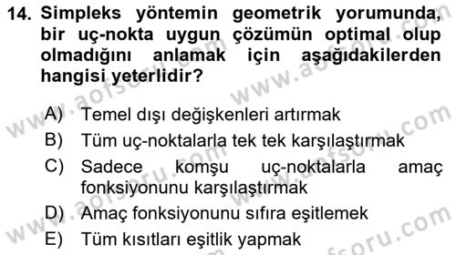 Yöneylem Araştırması Dersi 2025 - 2026 Yılı (Vize) Ara Sınav Soruları 14. Soru