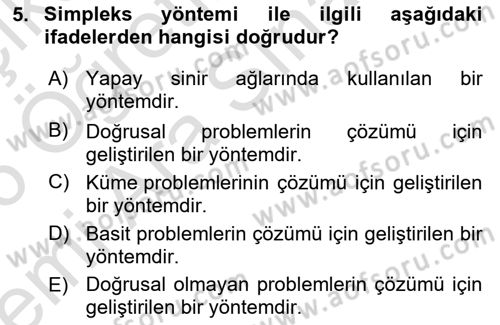 Yöneylem Araştırması Dersi 2025 - 2026 Yılı (Vize) Ara Sınav Soruları 5. Soru