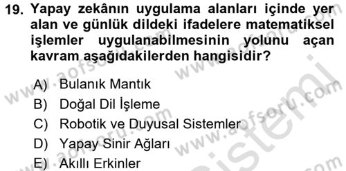 Karar Destek Sistemleri Dersi 2018 - 2019 Yılı 3 Ders Sınav Soruları 19. Soru