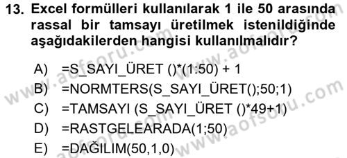 Karar Destek Sistemleri Dersi 2018 - 2019 Yılı (Final) Dönem Sonu Sınav Soruları 13. Soru