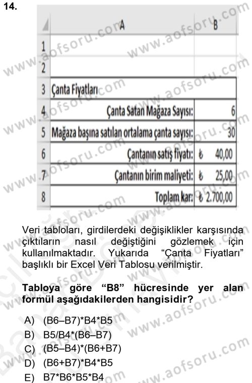 Karar Destek Sistemleri Dersi 2018 - 2019 Yılı (Final) Dönem Sonu Sınav Soruları 14. Soru