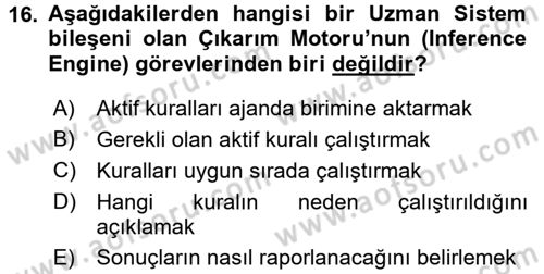 Karar Destek Sistemleri Dersi 2018 - 2019 Yılı (Final) Dönem Sonu Sınav Soruları 16. Soru