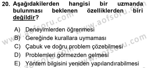Karar Destek Sistemleri Dersi 2018 - 2019 Yılı (Final) Dönem Sonu Sınav Soruları 20. Soru