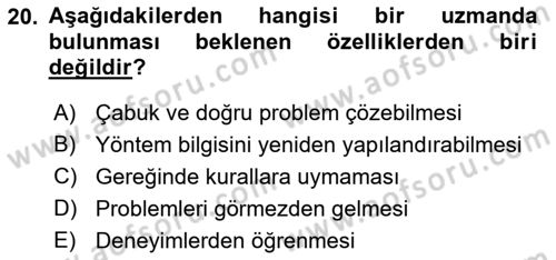 Karar Destek Sistemleri Dersi 2018 - 2019 Yılı Yaz Okulu Sınav Soruları 20. Soru