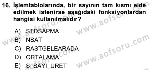 Karar Destek Sistemleri Dersi 2020 - 2021 Yılı Yaz Okulu Sınav Soruları 16. Soru