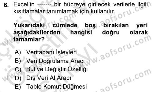 Karar Destek Sistemleri Dersi 2020 - 2021 Yılı Yaz Okulu Sınav Soruları 6. Soru