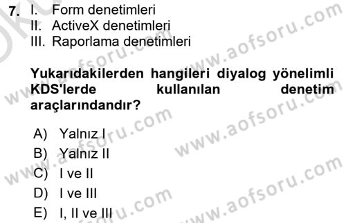 Karar Destek Sistemleri Dersi 2020 - 2021 Yılı Yaz Okulu Sınav Soruları 7. Soru