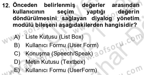 Karar Destek Sistemleri Dersi 2021 - 2022 Yılı (Vize) Ara Sınav Soruları 12. Soru