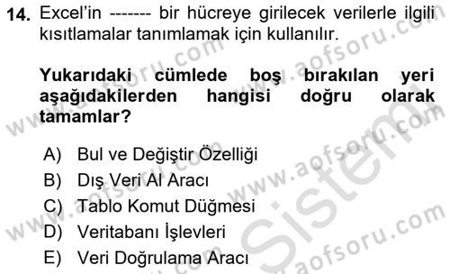 Karar Destek Sistemleri Dersi 2021 - 2022 Yılı (Vize) Ara Sınav Soruları 14. Soru