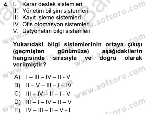 Karar Destek Sistemleri Dersi 2021 - 2022 Yılı (Vize) Ara Sınav Soruları 4. Soru