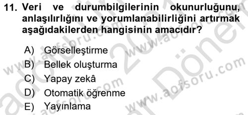 Karar Destek Sistemleri Dersi 2021 - 2022 Yılı (Final) Dönem Sonu Sınav Soruları 11. Soru