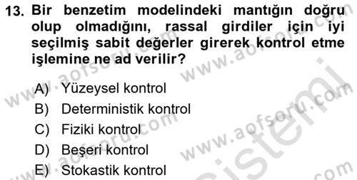 Karar Destek Sistemleri Dersi 2021 - 2022 Yılı (Final) Dönem Sonu Sınav Soruları 13. Soru