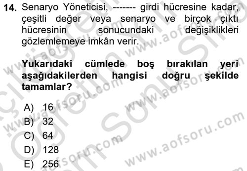 Karar Destek Sistemleri Dersi 2021 - 2022 Yılı (Final) Dönem Sonu Sınav Soruları 14. Soru