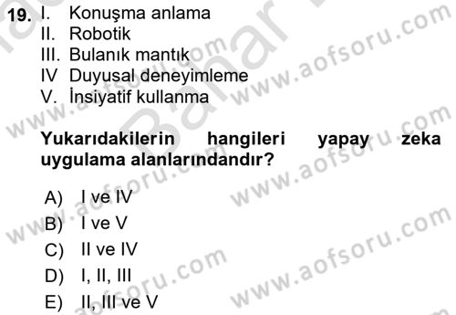 Karar Destek Sistemleri Dersi 2021 - 2022 Yılı (Final) Dönem Sonu Sınav Soruları 19. Soru
