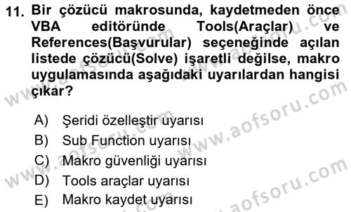 Karar Destek Sistemleri Dersi 2021 - 2022 Yılı Yaz Okulu Sınav Soruları 11. Soru