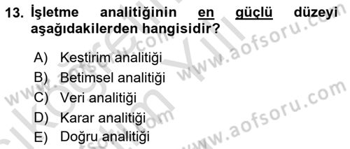 Karar Destek Sistemleri Dersi 2021 - 2022 Yılı Yaz Okulu Sınav Soruları 13. Soru
