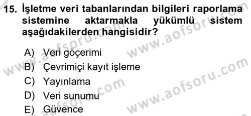 Karar Destek Sistemleri Dersi 2021 - 2022 Yılı Yaz Okulu Sınav Soruları 15. Soru