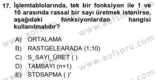 Karar Destek Sistemleri Dersi 2021 - 2022 Yılı Yaz Okulu Sınav Soruları 17. Soru
