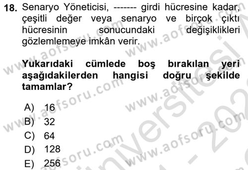 Karar Destek Sistemleri Dersi 2021 - 2022 Yılı Yaz Okulu Sınav Soruları 18. Soru