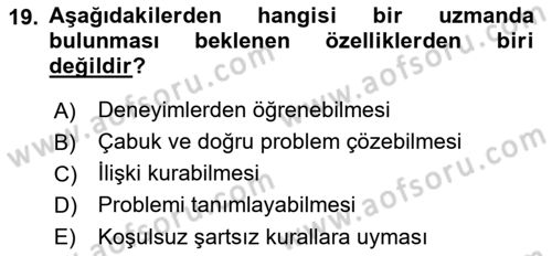 Karar Destek Sistemleri Dersi 2021 - 2022 Yılı Yaz Okulu Sınav Soruları 19. Soru
