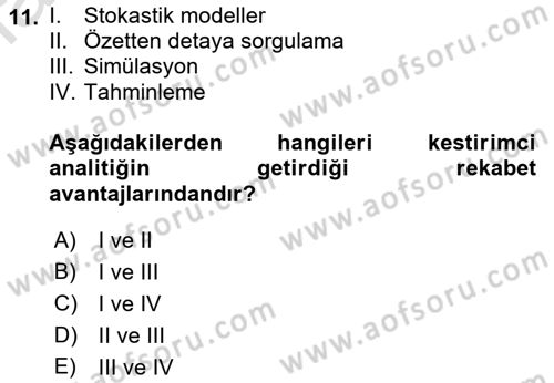 Karar Destek Sistemleri Dersi 2022 - 2023 Yılı Yaz Okulu Sınav Soruları 11. Soru