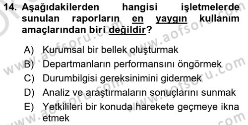 Karar Destek Sistemleri Dersi 2022 - 2023 Yılı Yaz Okulu Sınav Soruları 14. Soru