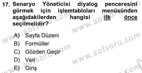Karar Destek Sistemleri Dersi 2022 - 2023 Yılı Yaz Okulu Sınav Soruları 17. Soru
