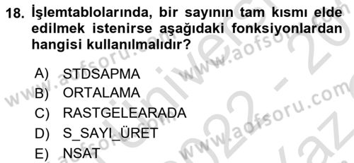 Karar Destek Sistemleri Dersi 2022 - 2023 Yılı Yaz Okulu Sınav Soruları 18. Soru