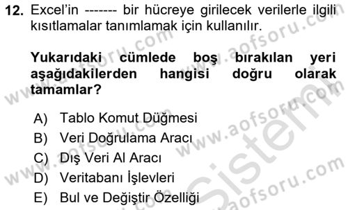 Karar Destek Sistemleri Dersi 2023 - 2024 Yılı (Vize) Ara Sınav Soruları 12. Soru