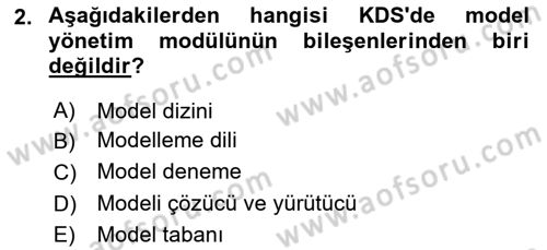 Karar Destek Sistemleri Dersi 2023 - 2024 Yılı (Vize) Ara Sınav Soruları 2. Soru